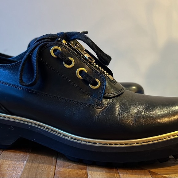 GEOX black & gold leather loafers shoes - Picture 3 of 4